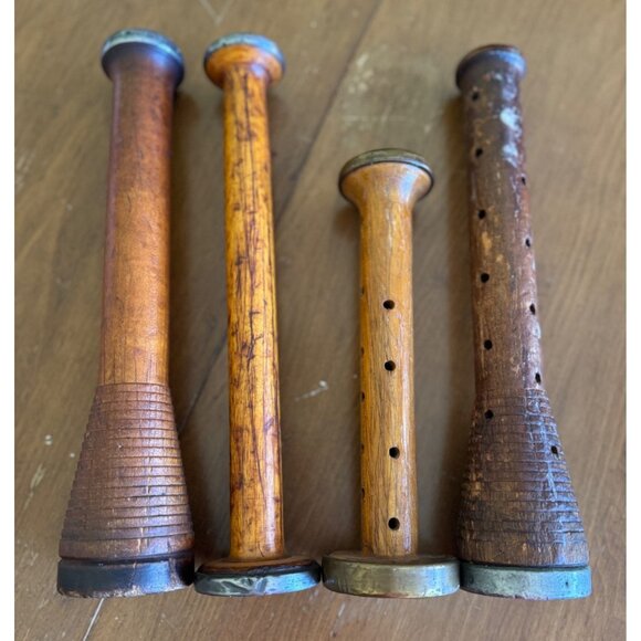 Lot 10 Vintage Wooden Thread Spools Bobbins Textile Industrial Mill Antique - Picture 4 of 9